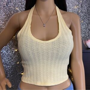 Pastel Yellow Halter Crop Top